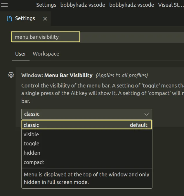 How to Restore or Hide the Menu Bar in Visual Studio Code | bobbyhadz