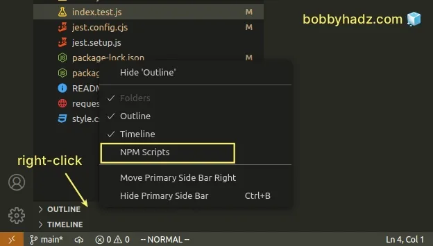 right click select npm scripts