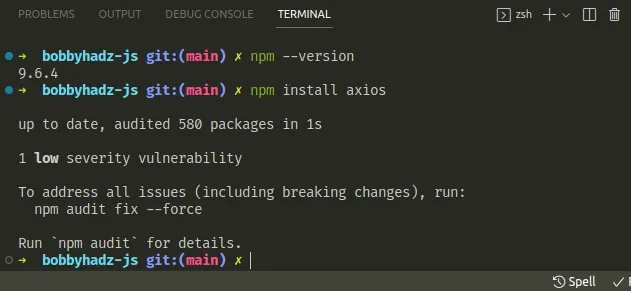 run npm commands in integrated terminal in vs code