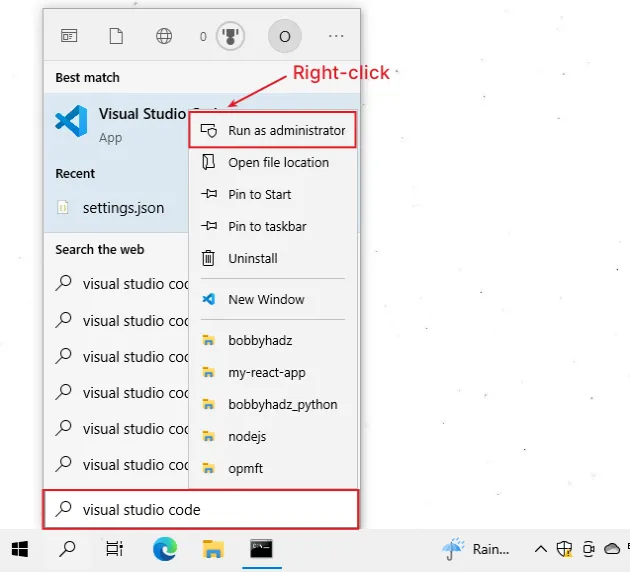 run-vs-code-or-the-vs-code-terminal-as-an-administrator-bobbyhadz