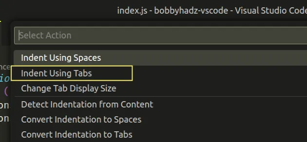indent using tabs