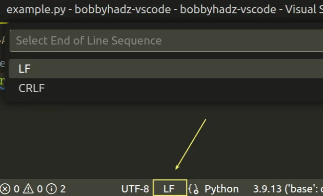 How to Show and Set Line endings in Visual Studio Code | bobbyhadz