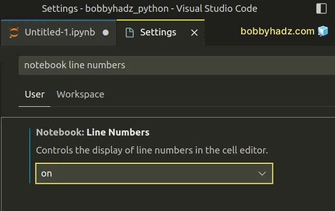 show line numbers jupyter notebook vscode