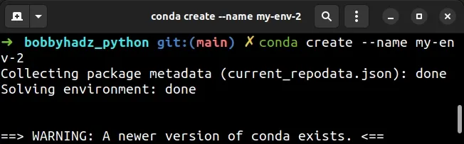 conda create new virtual environment