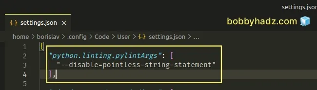 disable pointless string statement pylint rule