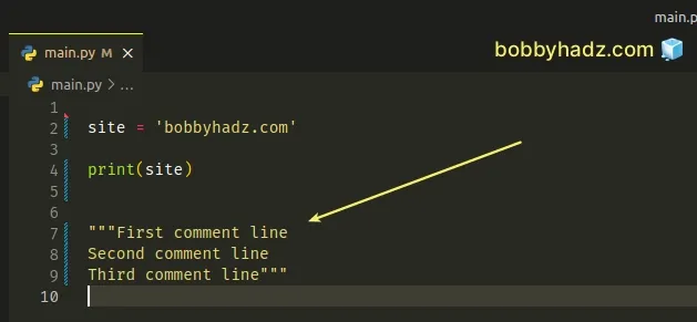 using multiline string as multiline comment