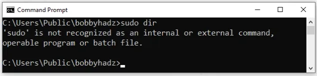 sudo is not recognized as internal or external command