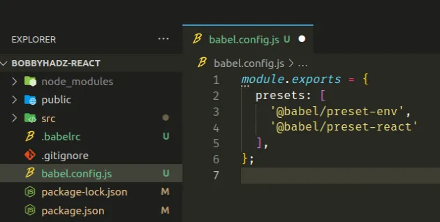 create babel config js