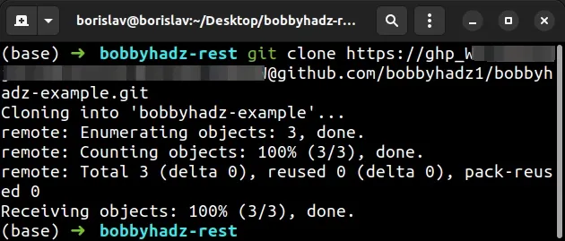 clone github repo using token linux