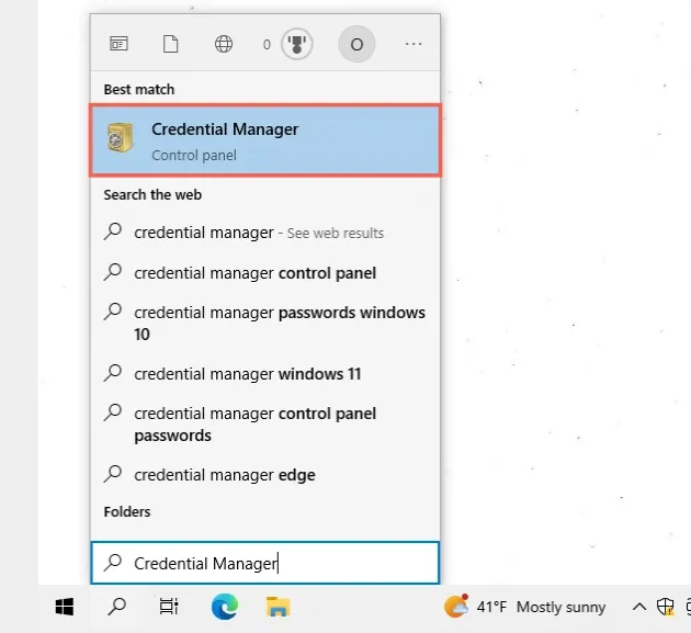 search credential manager