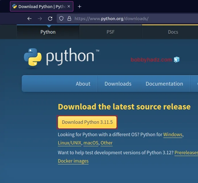 download more recent version of python