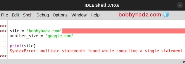 syntaxerror multiple statements found while compiling single statement