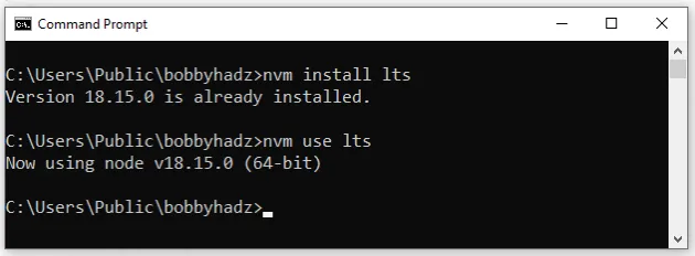nvm install lts version windows