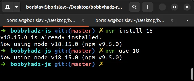 nvm install specific version macos linux