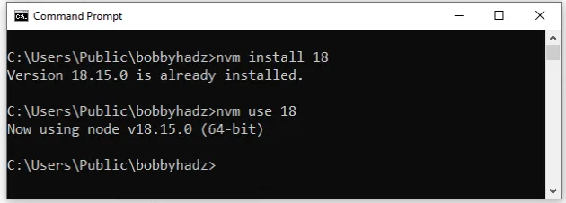 nvm windows install specific version