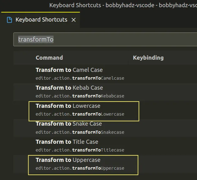 Transform text to Uppercase or Lowercase in VS Code | bobbyhadz