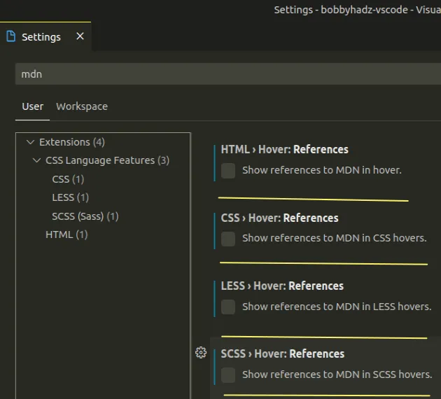 disable only mdn references