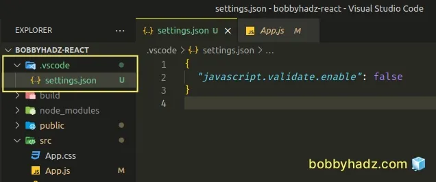 disable javascript validation only in current project