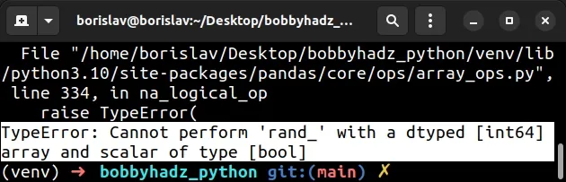 type error cannot perform rand with dtyped array and scalar