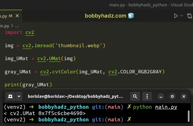 pass umat object directly to cv2 cvt color