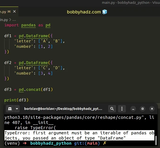 first argument must be iterable of pandas objects