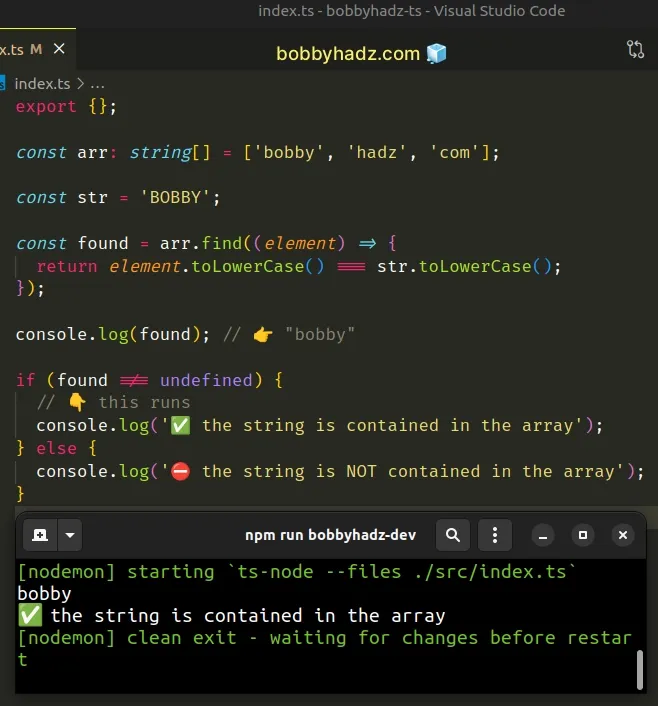 check if array contains string in case insensitive manner
