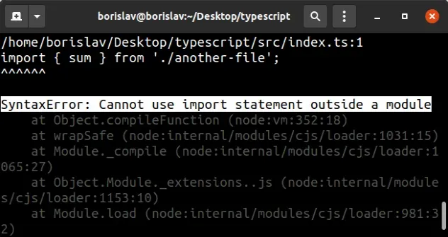 cannot use import statement outside module