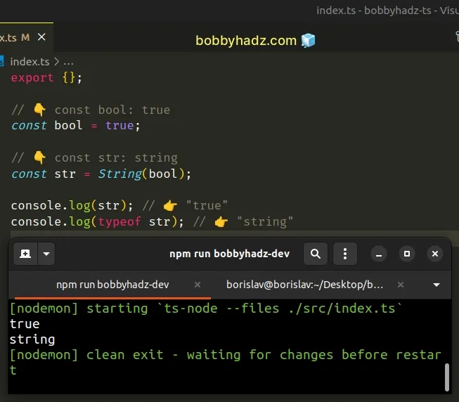convert boolean to string in typescript