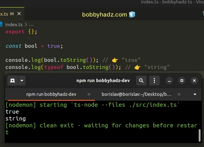 convert boolean to string using to string