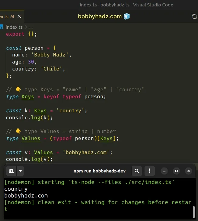create type from object keys in typescript