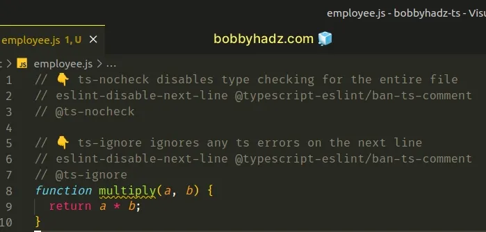 disable type checking for javascript files