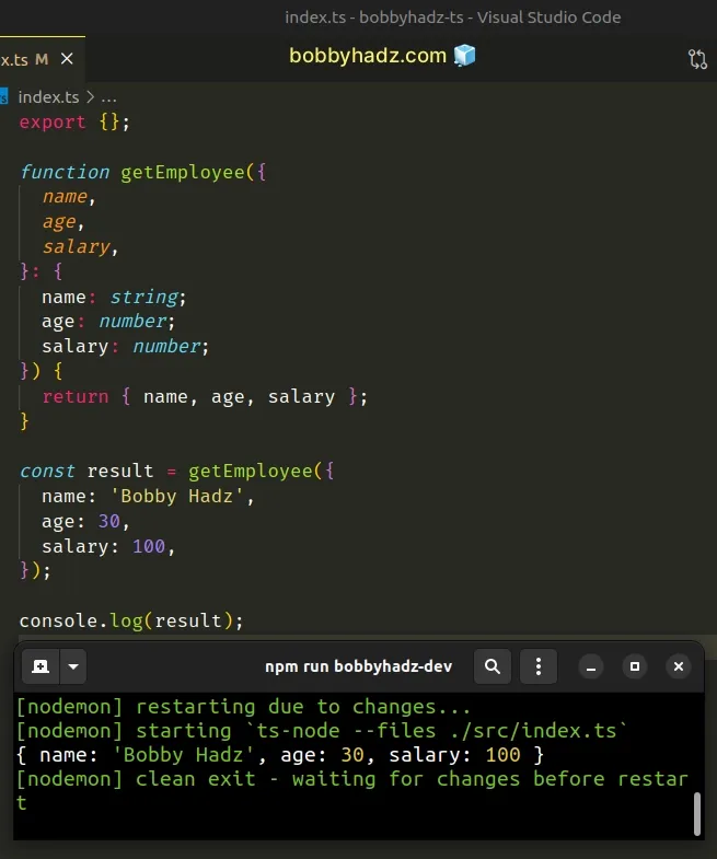 typing an object parameter