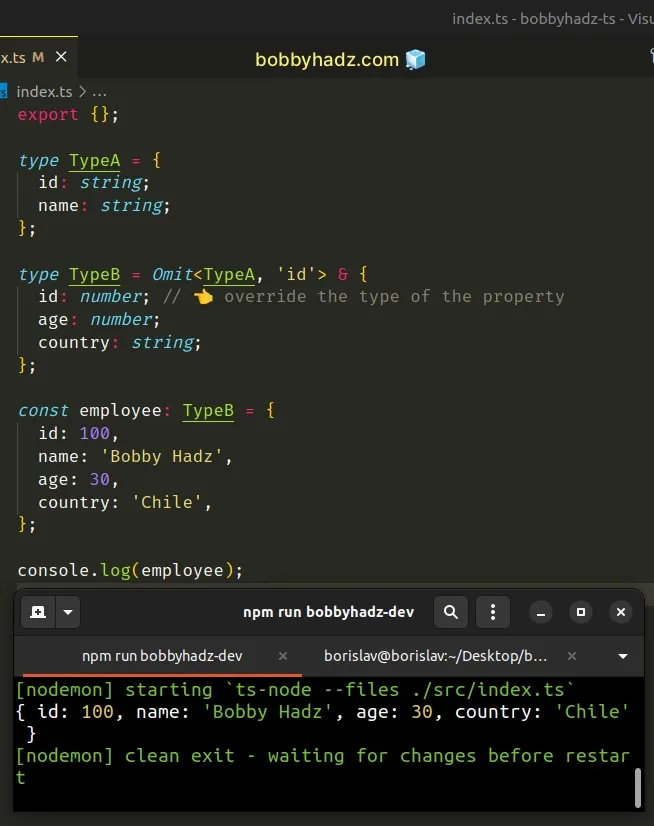 overriding type of property when extending type