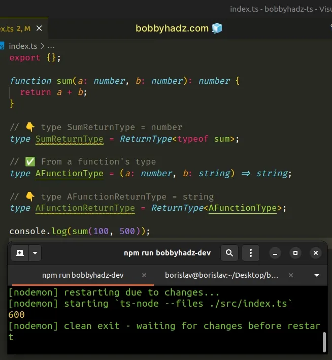 get return type of function in typescript