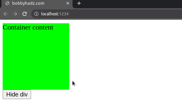 hide show element using visibility property