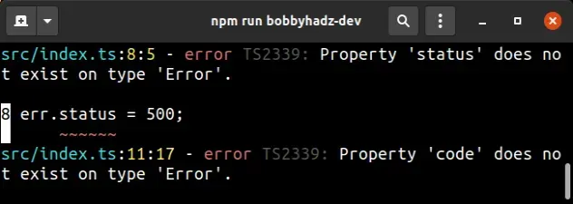 property status does not exist on type error