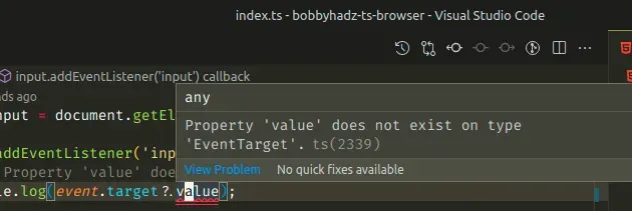 property value not exist type eventtarget