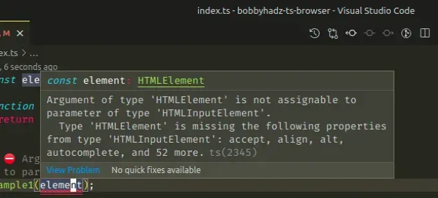 argument type htmlelement not assignable parameter