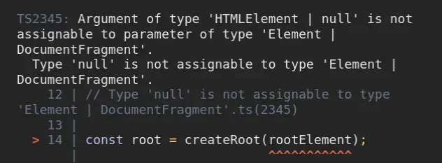 argument type htmlelement or null not assignable