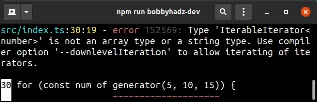type iterableiterator is not array type