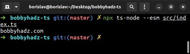 set esm flag when issuing ts node command