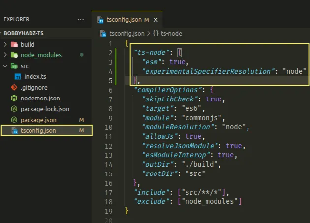 set esm to true in tsconfig json