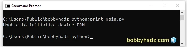 python unable to initialize device prn