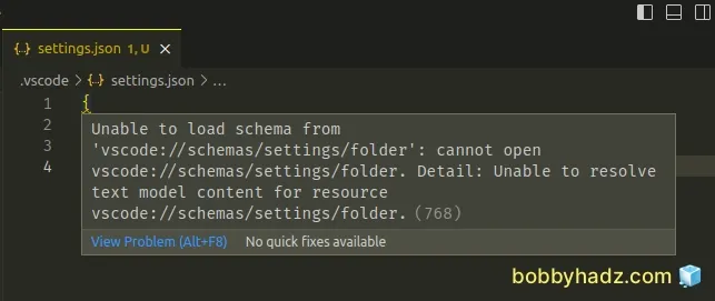 unable to load schema from vscode cannot open