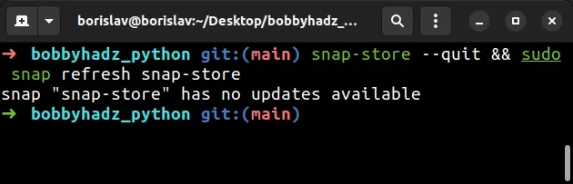 exit snap store and update it