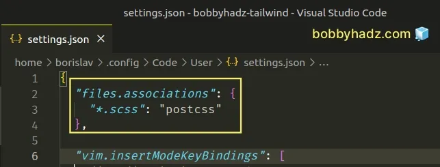 set files associations for scss