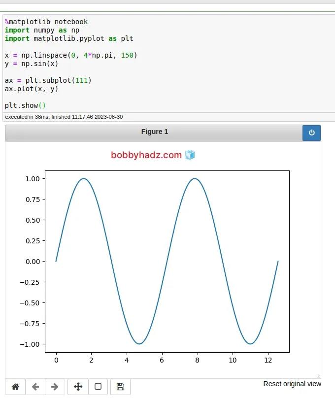 using matplotlib notebook magic function