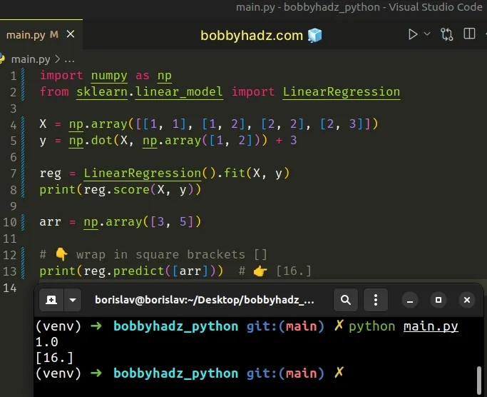 using extra set of square brackets to solve error