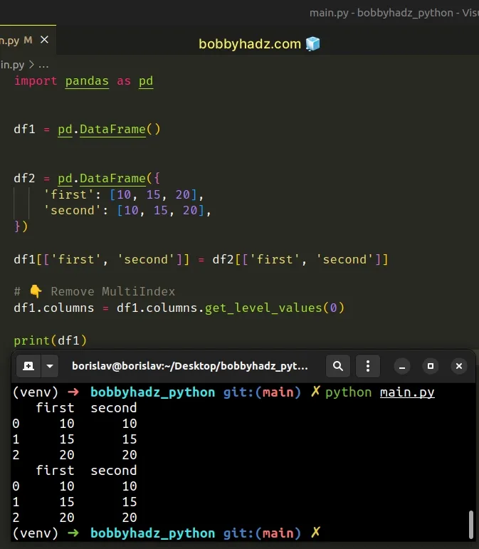 remove multiindex using get level values