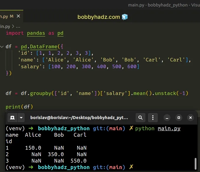 using dataframe groupby to solve the error